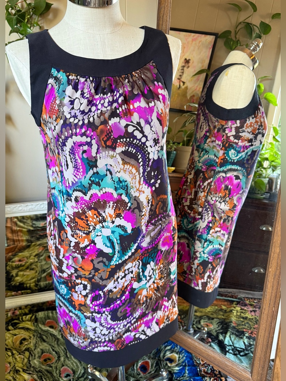 AB Studio Shift DRESS  Abstract Psychedelic Paint Splatter Size 10